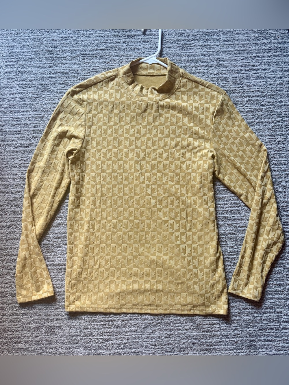 Men's Long Sleeve Mock Neck Shirt in Mustard Yellow